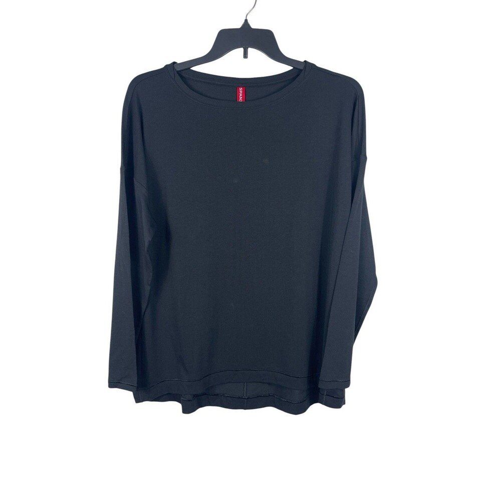 Spanx Black Supernaturals Long Sleeve Stretch Pullover Top 1X NWT Minimalist